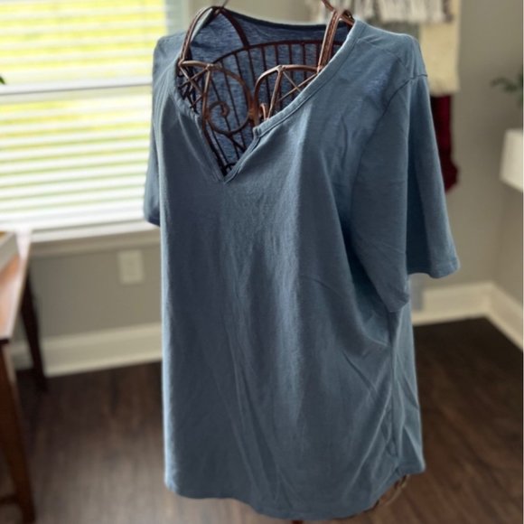 Women's Plus Terra & Sky Split Scoop Short Sleeve Top 1X - Picture 4 of 10